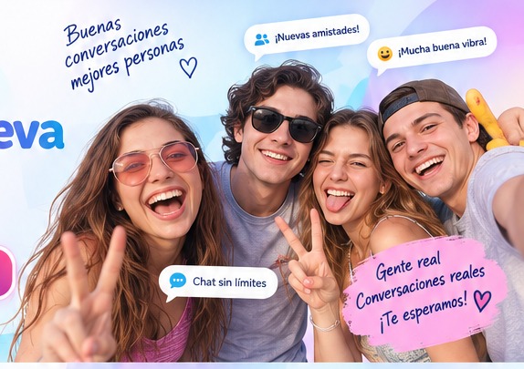 Grupo de amigos disfrutando del chat
